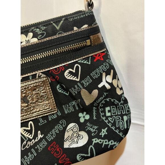 Coach Heart Poppy Purse Tote Graffiti Swing Shoulder Bag Limited Edition - Picture 3 of 9